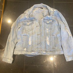 Refuge Distressed Jean Jacket Light Denim Women's Size L #370